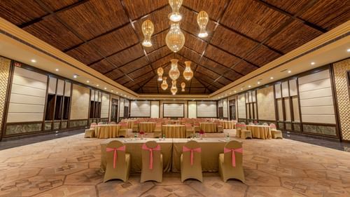 banquet hall set up for an event at Ananta Udaipur 