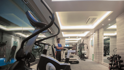 Gym at Efcee Sarovar Premiere, business hotels in bhavnagar