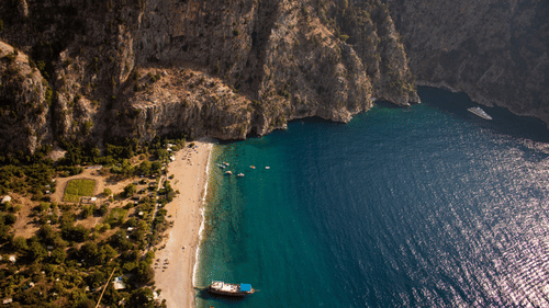 Aerial view of beach with clear waters