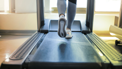 a person jogging on the treadmill