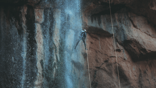 a person rappeling