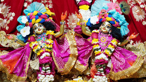 Shot of the idols of lord Krishna inside the ISKCON Temple in Tirumala.
