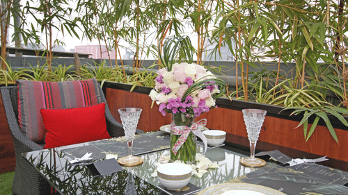 romantic dining setup at theory9 service apartments