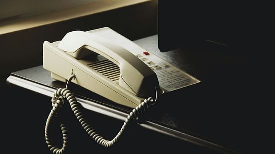 landline phone on the table.