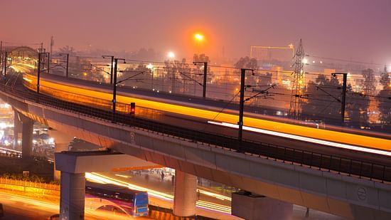 traffic on a flyover during evening