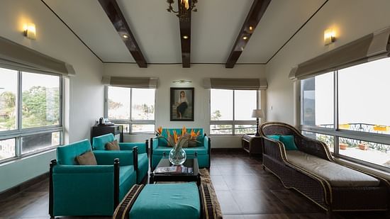 the living space with sofa set at the Misty Mountain Villa at Polo Orchid Resort Cherrapunji 