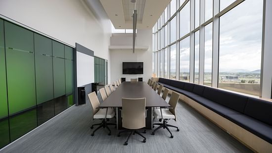 A well lit meeting room