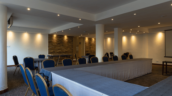 The conference room arranged in U-shape conference seating style at The Zehneria, Nairobi.