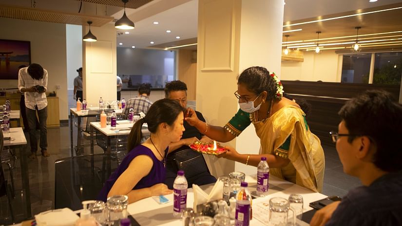 Customers enjoying their food
