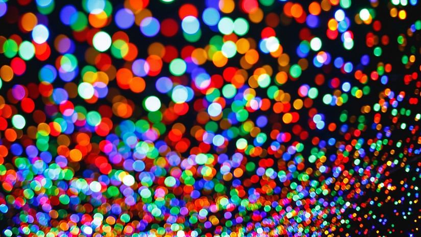 many led lights hung with the image showing blurry led lights