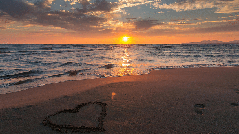 Photo of a Beach at Sunset