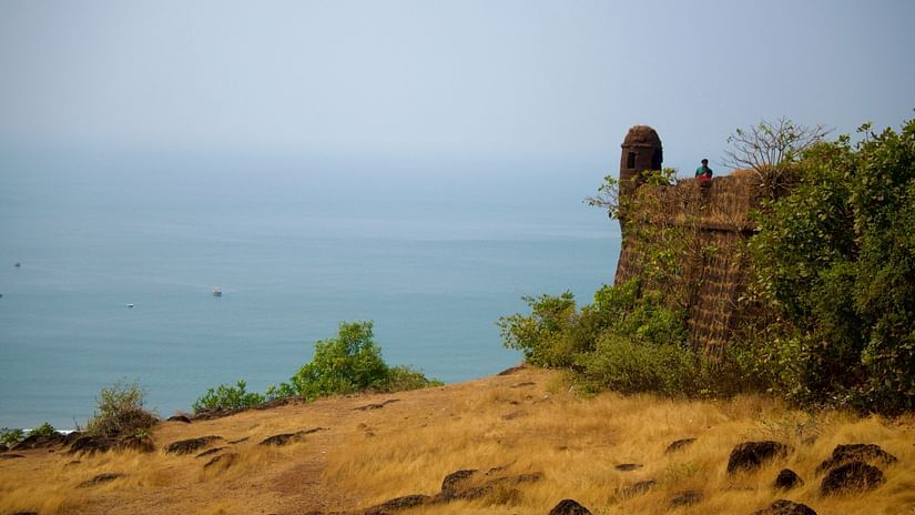 a fort that is overlooking an ocean