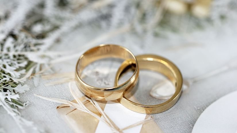 Wedding bands on a table