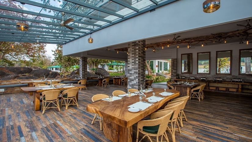 Dining at The Riverwood Forest Retreat, Kanha 