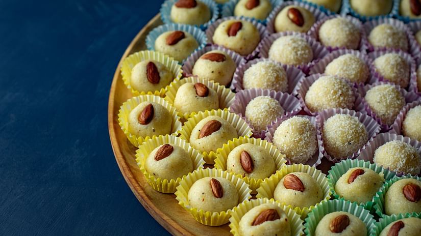 A plate of Indian sweets
