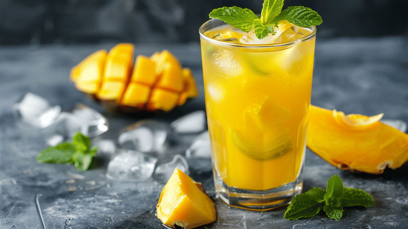 Chilled mango beverage at Jacaranda The Ummed Ahmedabad