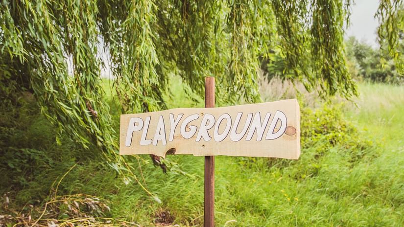 board outside a playground 