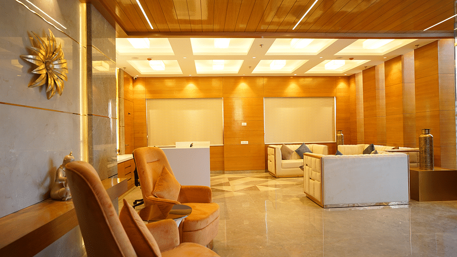 reception area at our hotel in vrindavan - best western