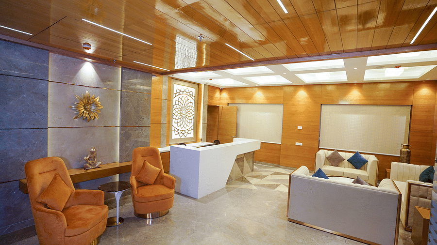 reception area at our hotel in vrindavan - best western
