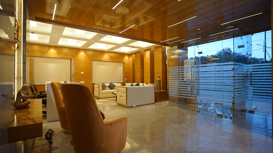 reception area at our hotel in vrindavan - best western