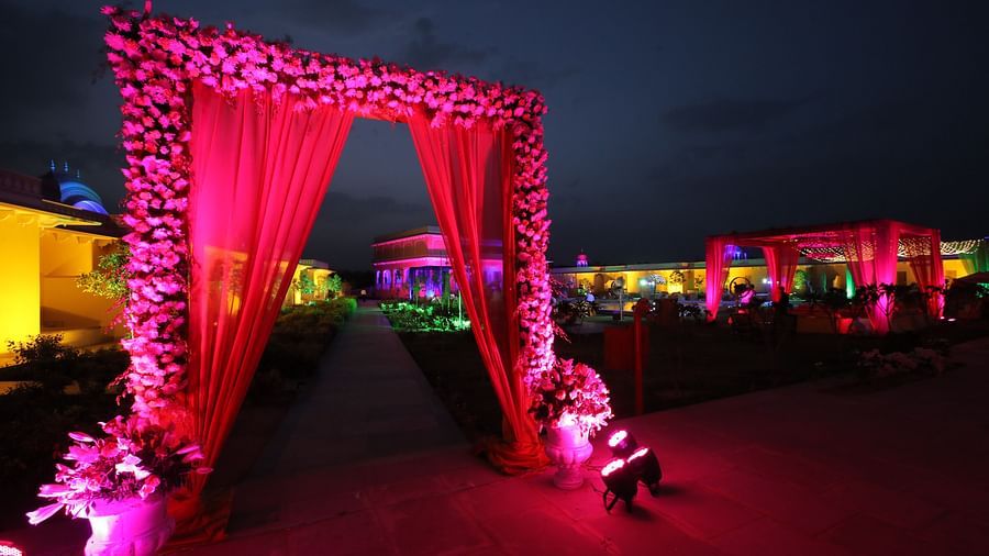 the pool deck event venue decorated for an occasion - Buena Vista