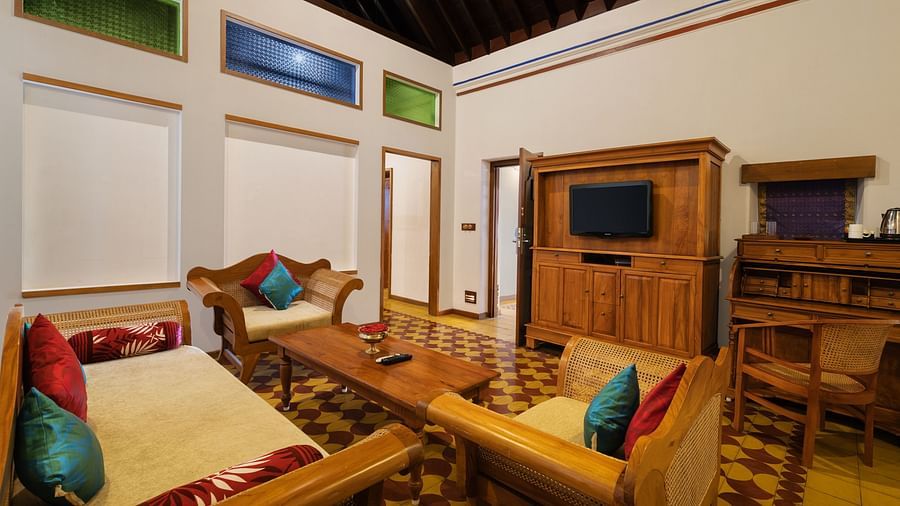 Living room of Suite at Chidambara Vilas 
