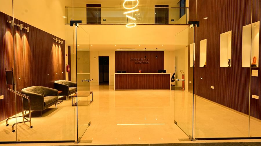 Well lit reception area at night 3 - Clarks Inn Express, KRS Road, Mysore