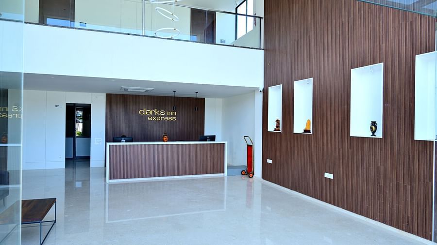 Well lit lobby area with seating 2 - Clarks Inn Express, KRS Road, Mysore