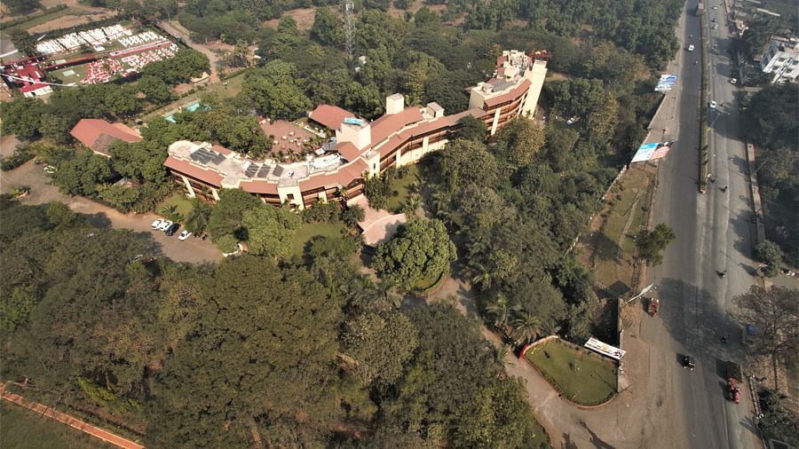Damanganga Valley Resorts Pvt Ltd - an aerial view of the resort in Daman surrounded with greenery