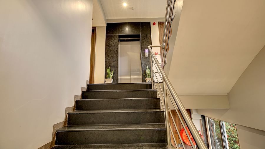 Stair case in view leading to the lift - Magnus Fortune House, Magarpatta