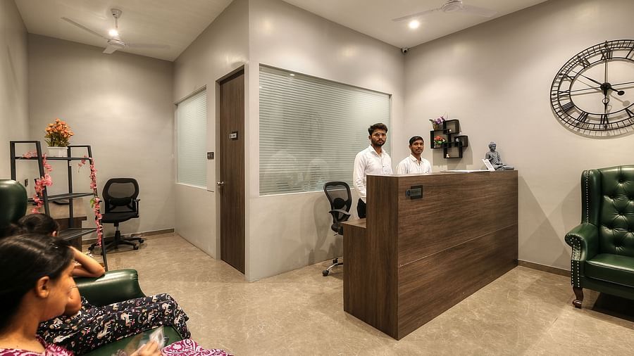 reception area in view with staff behind the desk - Magnus Fortune House, Magarpatta