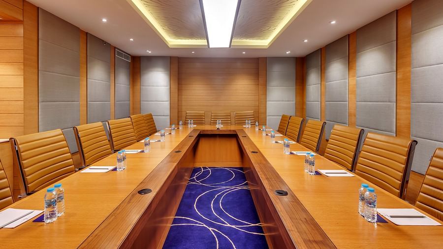 U-shaped seating arrangement set up at our conference room in West Delhi