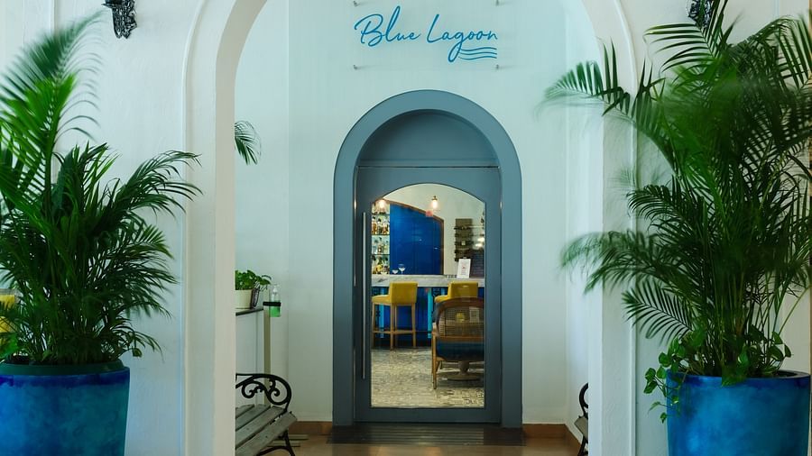 entrance of blue lagoon pub in south goa at heritage village resort and spa