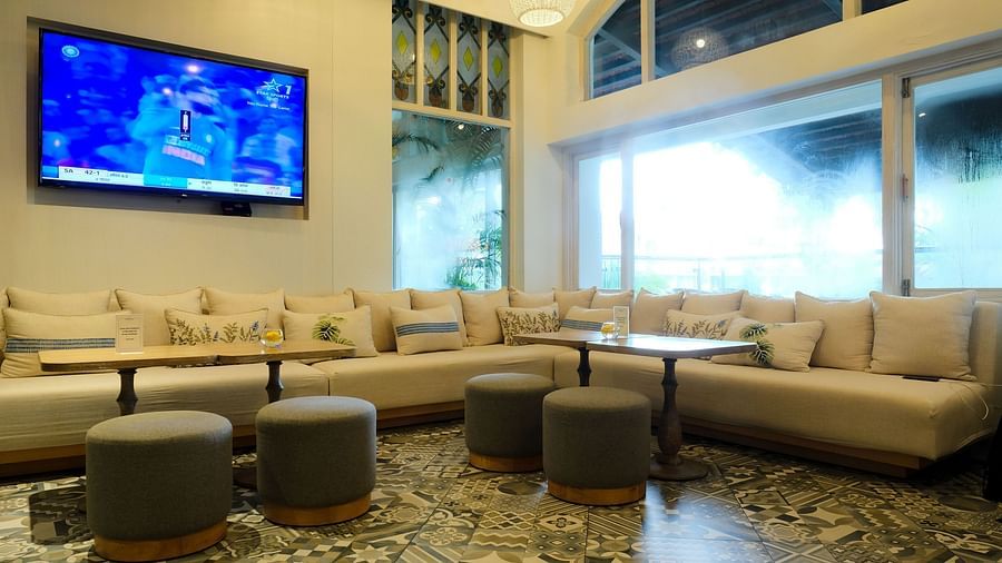 cosy seating space - blue lagoon pub in south goa at heritage village resort and spa