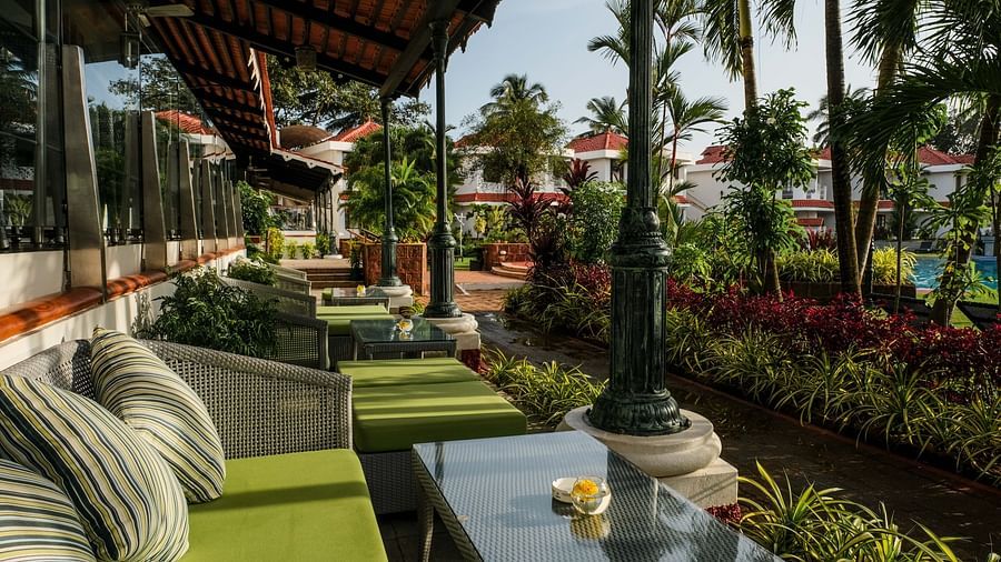 outdoor seating space - blue lagoon pub in south goa at heritage village resort and spa