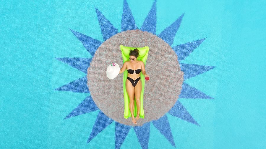 woman relaxing in the swimming pool