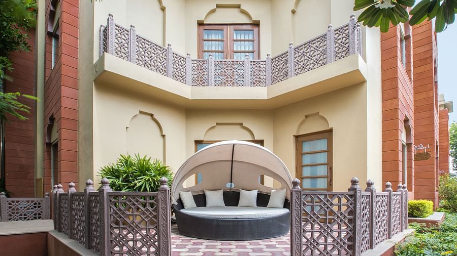 exterior of heritage vilas at heritage village resort and spa, manesar