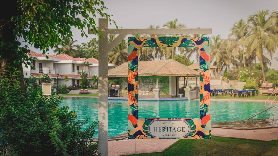 swimming pool at heritage village resort and spa goa