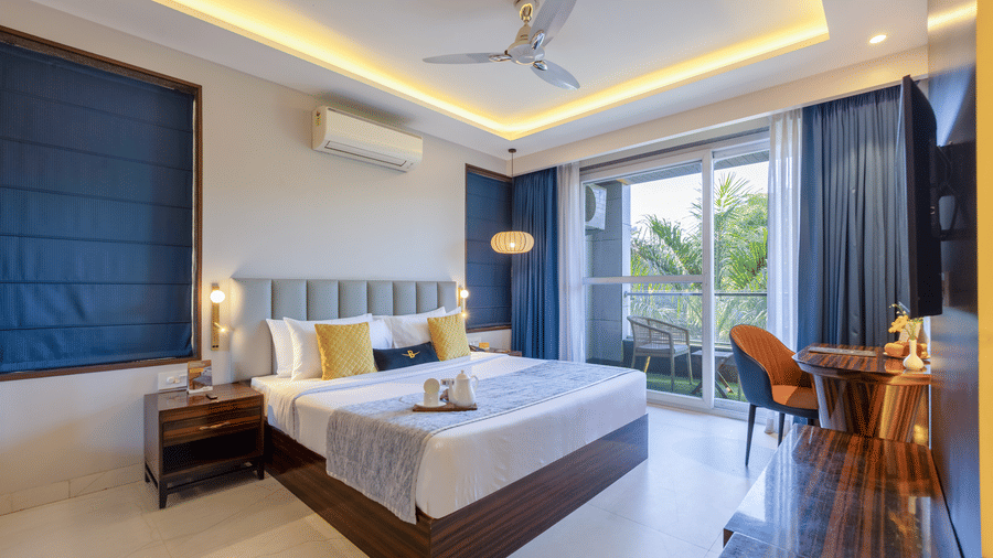 Deluxe room curtain open 1