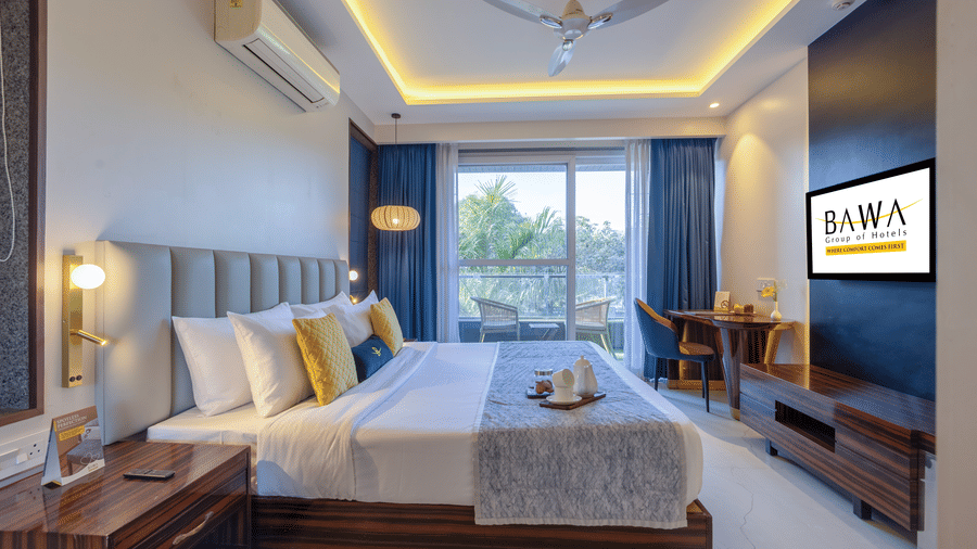 Deluxe room curtain open  2