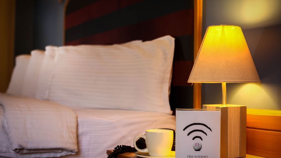 Cozy bedside table setup