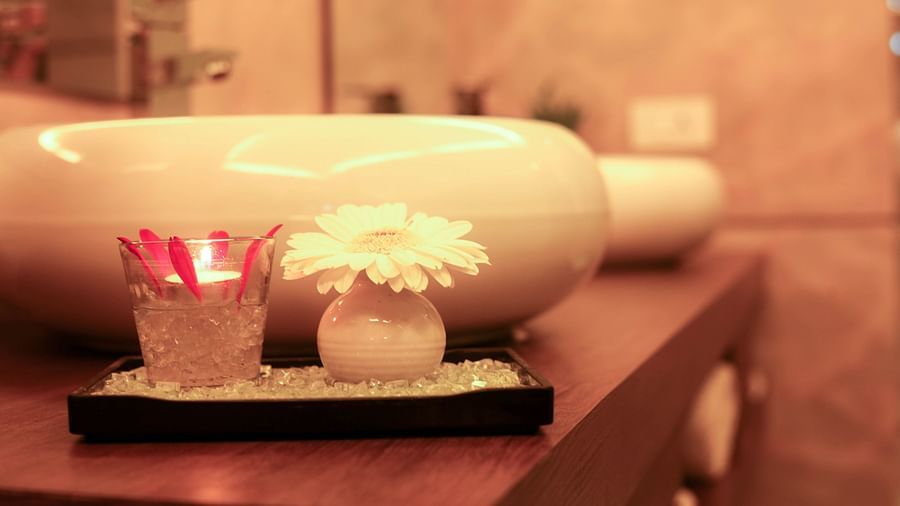 Decorative bathroom vanity setup
