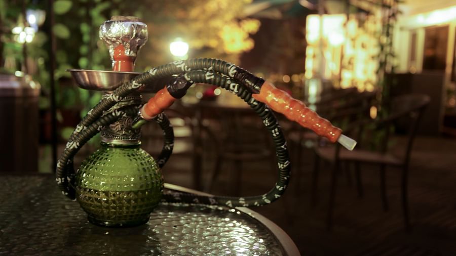 Hookah setup on outdoor table