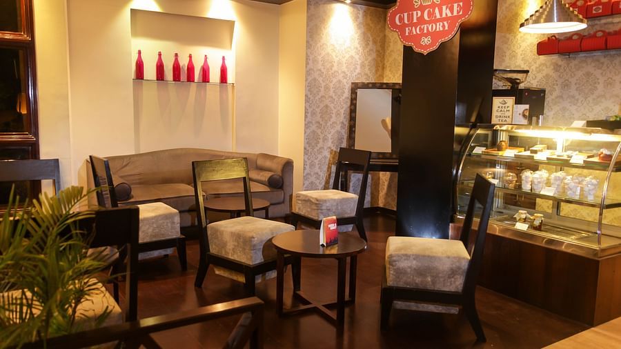 Cafe corner with display