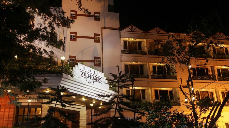 Hotel exterior at night