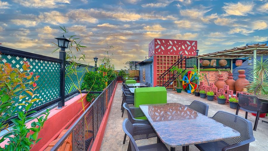 Rooftop dining  at our hotel in Whitefield