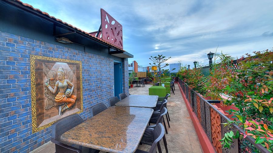 Rooftop dining  at our hotel in Whitefield
