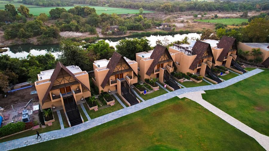 Aerial view of cottages at Jagira Ananta Elite
