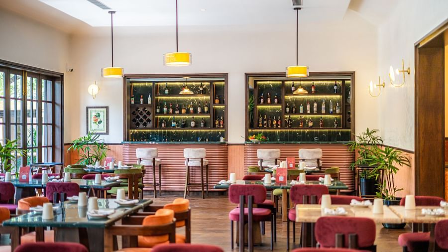 Elegant restaurant interior with seating at Jehan Numa Retreat