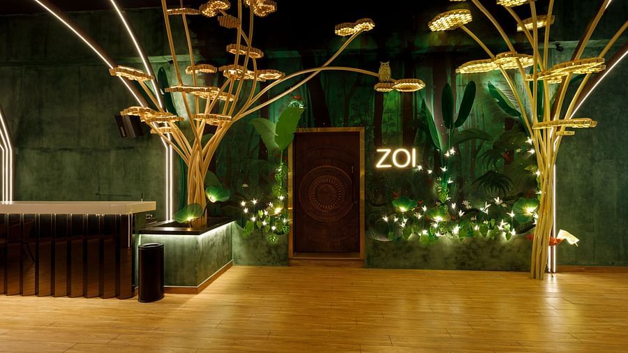 An image of a well lit ZOI restro bar 